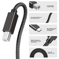 Kabel Printer Tipe C 1.8M, Kabel Printer USB 2.0 Tipe C Ke Tipe B untuk Pemindai Printer