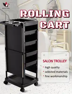 Foldable Beauty Salon Barber Store Stainless Steel Salon Trolley Cart With Removable Drawers