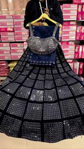 Lehenga Choli-Bordado de terciopelo viscoso, diseño moderno, a la moda, Dupatta, indio, distribuidor y distribuidor - Product Image 3