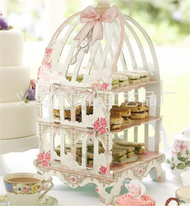 Vendita calda fai da te 3 livelli di cartone alto partito torta torre Stand Box forma di auto Dim Sum cartone torta Stand per la decorazione del partito - Product Image 3