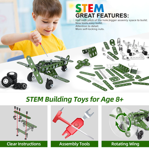 Set di <span class=keywords><strong>4</strong></span> Modelli di Aerei Militari in Metallo da Assemblare, Blocchi da Costruzione Smontabili per Bambini, <span class=keywords><strong>Puzzle</strong></span> 3D - Product Image 3