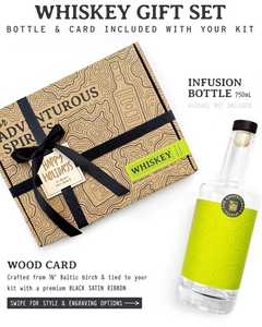 Coffret Cadeau Whisky, <span class=keywords><strong>Kit</strong></span> de Cocktails DIY <span class=keywords><strong>pour</strong></span> les Amateurs de Bourbon, Bouteille d'Infusion d'<span class=keywords><strong>Alcool</strong></span>, Carte en Bois Personnalisée - Product Image 3