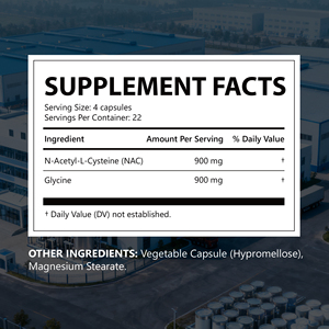แคปซูล <span class=keywords><strong>NAC</strong></span> แบรนด์ส่วนตัว สูตร N-อะเซทิล-แอล-ซิสเทอีน ไกลซีน บรรจุภัณฑ์ปรับแต่งได้ มาตรฐานออร์แกนิก USDA บริการครบวงจร - Product Image 2