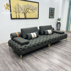 Canapés de luxe pour salon, canapé en cuir capitonné italien, canapé modulaire de luxe pour villa, meubles de salon - Product Image 4