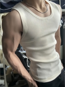 T-shirt de sport d'été slim fit pour <span class=keywords><strong>homme</strong></span>, débardeur à séchage rapide avec texture peignée, sans manches, design décontracté pour la course et l'entraînement - Product Image 4