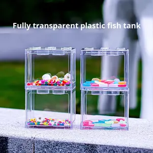 Mini <span class=keywords><strong>aquarium</strong></span> en acrylique haute clarté - <span class=keywords><strong>Aquarium</strong></span> de bureau créatif, petit <span class=keywords><strong>aquarium</strong></span> en plastique pour poissons rouges pour la maison et le bureau - Product Image 5