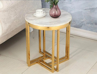 Table basse simple ronde avec plateau en marbre, table d'appoint d'angle, meuble de salon d'hôtel, tables d'appoint de canapé