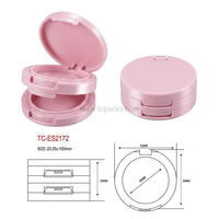 Boîtier compact double couche pour poudre cosmétique, en matériaux recyclés, étiquette privée, transparent, vide, pour fard à paupières et blush