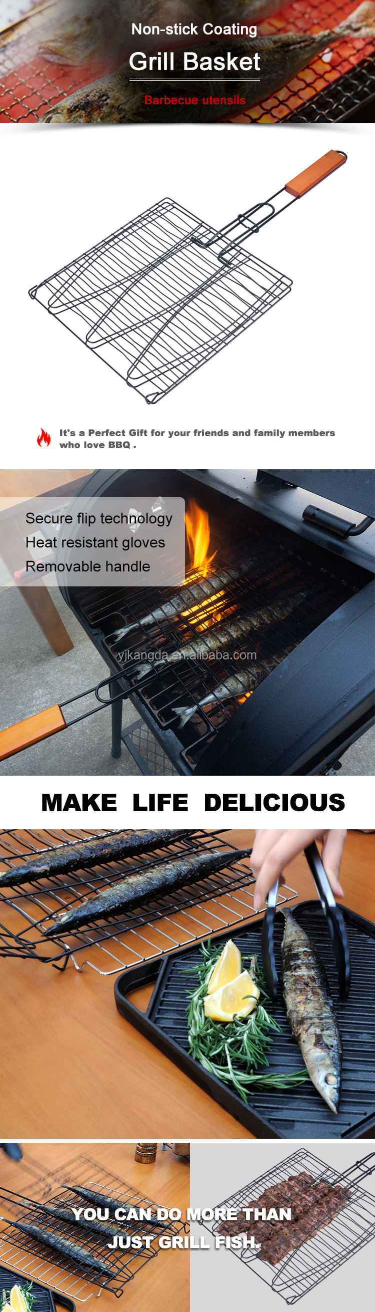 Folding Portable Fish Vegetables Shrimp Grille Wire Mesh Rotisserie