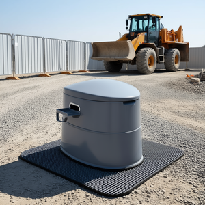 Toilettes portables avec tapis gris antidérapant pour utilisation en extérieur sur chantier - Product Image 2