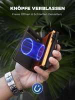 Nouveau Portefeuille Latéral Magnétique pour Hommes, Luxe, Blocage RFID, Boîte en Aluminium Orange, Porte-Cartes en Cuir Personnalisé