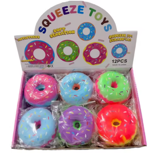Luckykoo New Fluffy Soft Fidget Stress Relief Toys Squeeze Anti Stress Decompression <b>Squishy</b> Round Doughnut Toys - Product Image 1