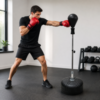 Sac de boxe autoportant avec hauteur réglable, cible à rebond rapide et base remplissable pour l'entraînement à domicile