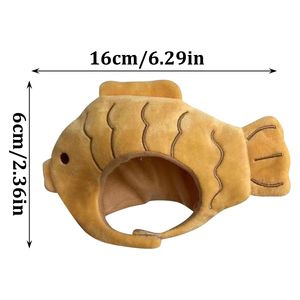 Chapeau en peluche doux et respirant en forme de poisson mignon pour chat de compagnie, accessoire de costume décoratif pour poupées - Product Image 5