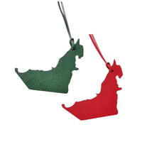 Breloque de sac en cuir PU multicolore en forme de carte des Émirats arabes unis, porte-clés contour des Émirats arabes unis, pendentif à suspendre, étiquette décorative pour bagages, souvenir