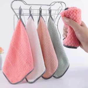 Serviettes Qisheng en microfibre corail, chiffon de nettoyage 25x25, absorbant, torchon de cuisine, chiffon pour essuyer la table - Product Image 1
