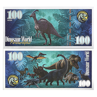 Dinosaurier-Welt Doppelseitiges Silberfolien-Banknotenset 100 Sammlerstücke Kunst & Feiertagsgeschenk für Kinder Jurassic-Fans Lehrreiche Dekoration