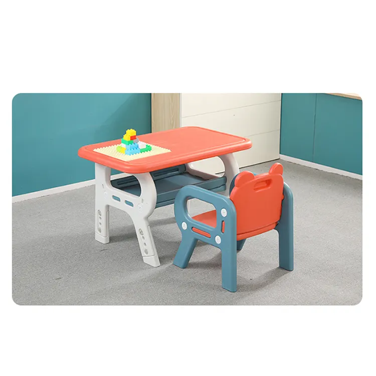 Crianças móveis pré-escolar de jardim de infância crianças conjuntos de plástico crianças mesa e cadeira