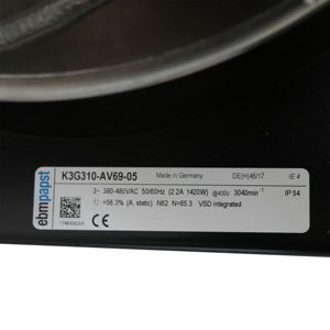 Alemania ebmpapst 1400 400VAC W Inverter Track Convertidor auxiliar Ventilador de refrigeración centrífugo - Product Image 6