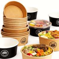 Mangkuk Salad Kertas Kraft Sekali Pakai Grosir, Dinding Tunggal, Food Grade, 500ml-1500ml untuk Sushi, Snack, Nasi, Katering, dan Takeaway