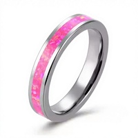 Vente en gros de bijoux pour hommes 4MM argent incrustation d'opale de feu Alliance pour femmes tungstène rose Bague de mariage pour hommes Bague de fiançailles