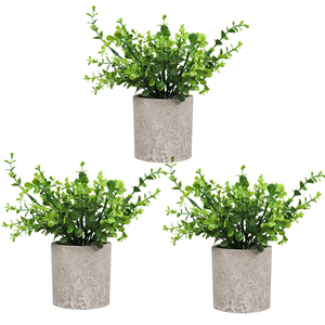Planta cilíndrica artificial en maceta para decoración de escritorio, simulación de planta verde, escena de maceta con flor falsa - Product Image 1