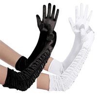 Gants de mariage plissés en satin pour femmes, protection solaire, performance, danse, cérémonie