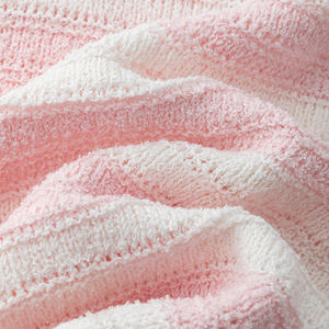 سترة بولو محبوكة مخصصة بأزرار مخططة وردية وبيضاء بياقة قصيرة الأكمام من القطن محبوك - Product Image 6