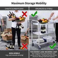 Chariot de service professionnel en acier inoxydable à 3 niveaux, chariot utilitaire robuste avec roues pour boulangerie, café, équipement de cuisine