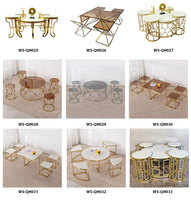 Table basse de style moderne au Design moderne pour hôtel, ensemble d'intérieur avec haut en verre ou en marbre blanc, en acier inoxydable