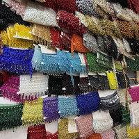 Frange de perles et de paillettes Lucky de 15 cm, 10 yards par rouleau, pour la danse latine, garniture à paillettes, franges à pompons, dentelle à paillettes pour la danse
