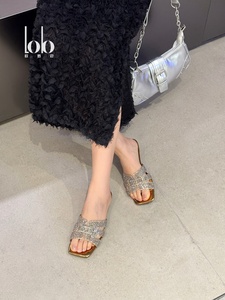 女性用大サイズカジュアルフラットスリッパワンストラップオープンつま先滑り止めおしゃれな屋外スライド流行のトレンド設定 - Product Image 4