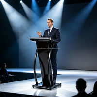 Pupitres noirs modernes, plateformes de présentation, tables d'accueil et bureaux d'hôtes peuvent tous être personnalisés.