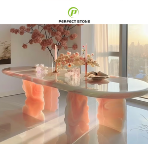 Personalizado jade natural ónix mesa <span class=keywords><strong>de</strong></span> mármol <span class=keywords><strong>de</strong></span> lujo mesa <span class=keywords><strong>de</strong></span> té muebles elegante mesa <span class=keywords><strong>de</strong></span> comedor Premium piedra muebles fabricante - Product Image 2