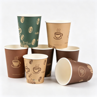 Gobelets jetables biodégradables en papier kraft à paroi simple, écologiques, avec logo personnalisé, pour gaufres, frites, fêtes, imprimés