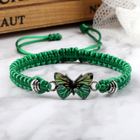 Corde Tressée Réglable Lucky Butterfly Friendship Bracelet Assorti Mignon Papillon Charm STRING Bracelets pour Femme-Bleu