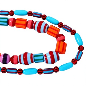 Collier fantaisie coloré géométrique en résine perlée, haute qualité, vintage, tendance, pièce maîtresse, unisexe pour femme, idéal pour les soirées - Product Image 2