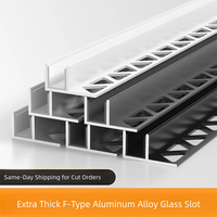 Profilé en F en alliage d'aluminium moderne pour encastrement de verre, pour cabine de douche et cloison de salle de bain dissimulée, avec finition de bord en verre, pour villas et hôtels