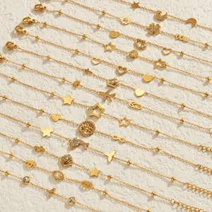 Zarif ışık lüks kalp yıldız elmas zincir 18K altın kaplama paslanmaz çelik bilezik takı kadınlar için - Product Image 5