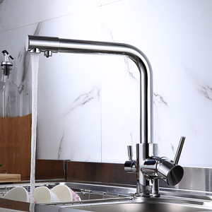 Robinet mélangeur de cuisine de luxe en laiton de haute qualité, à deux têtes, finition chrome cuivre, modèle 3013 - Product Image 1