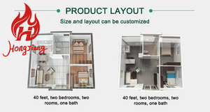 Maison conteneur extensible de luxe de 20 pieds, 3 chambres, montage facile, pliable, certifiée CE, design moderne, en acier, entrée pour école - Product Image 3