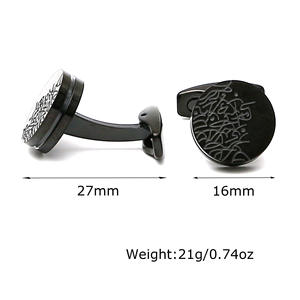 Hot Selling High Quality Luxury <b>Cufflinks</b> Personality Metal <b>Cufflinks</b> Stainless Steel Black Silver Round <b>Shirt</b> Cuff Links - Product Image 3