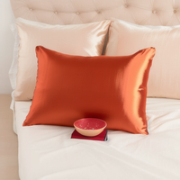 Taie d'oreiller rectangulaire en satin de soie 100 % polyester de luxe avec fermeture éclair pour usage domestique et hospitalier