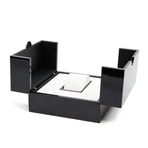 Caja de Madera de Lujo para Colección de Relojes, Diseño Abatible de Doble Tapa, Marca DS, Rectangular, Negra, con Acabado Brillante Tipo Piano - Product Image 2