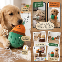 Jouets en peluche pour chiens en forme de cupcakes de Pâques, lot de 2, poussins couineurs et carottes, jouets à mâcher durables pour chiots, jouets interactifs pour animaux de compagnie, cadeau de printemps