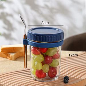Tasse à petit-déjeuner légère en verre de grande capacité, scellée avec couvercle et cuillère, portable pour lait, salade et yaourt - Product Image 1