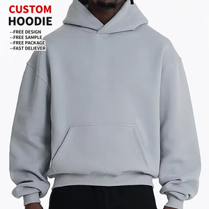 OEM Oversized Plus Size Knitted Cotton Solid <b>Lined</b> <b>Hoodie</b> High Quality Unisex Winter Streetwear Custom 3D Puff Foam Print Logo - Product Image 3