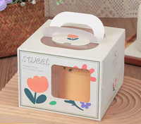 Boîte à gâteau minimaliste avec fenêtre transparente et poignée robuste, emballage élégant pour pâtisseries et desserts, logo personnalisé disponible
