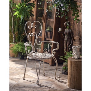 Chaise en fer blanc confortable de style européen pour balcon, patio, jardin, détente - Product Image 1