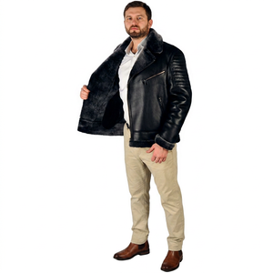 Chaqueta de Motociclista para Hombre, de Piel de Oveja, Estilo Aviador B3, Chaqueta Bomber de Cuero Genuino, Informal, de Moda para Invierno - Product Image 1